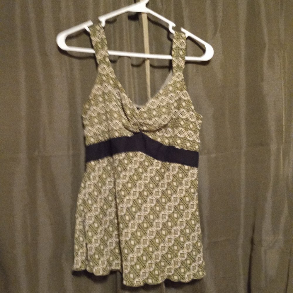 Green Tank Top with Brown Waist Band
